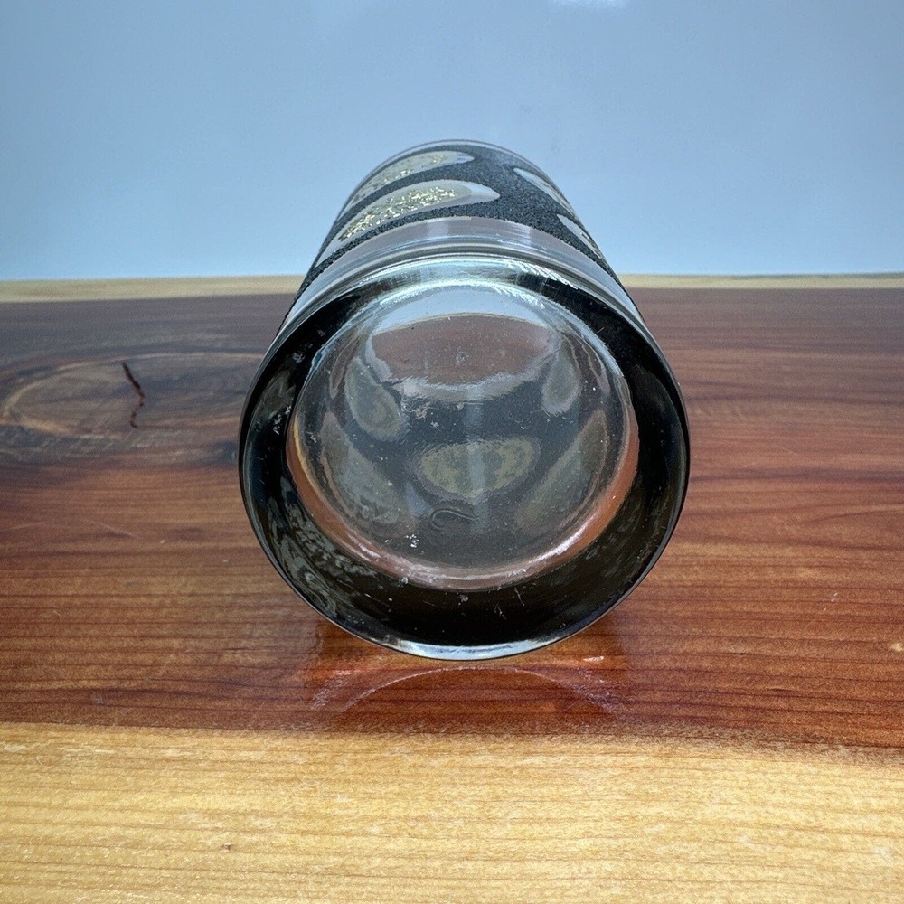 Vintage Libbey Tumbler Glass 1960 Black Gold Mid Century Modern - Picture 5 of 6